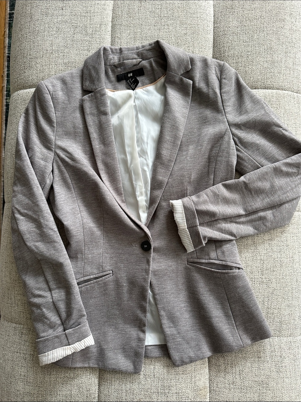 H&M Women's Light Grey Single-Button Blazer